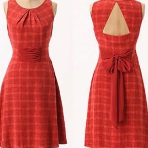 Anthropologie Red Goji Silk Dress